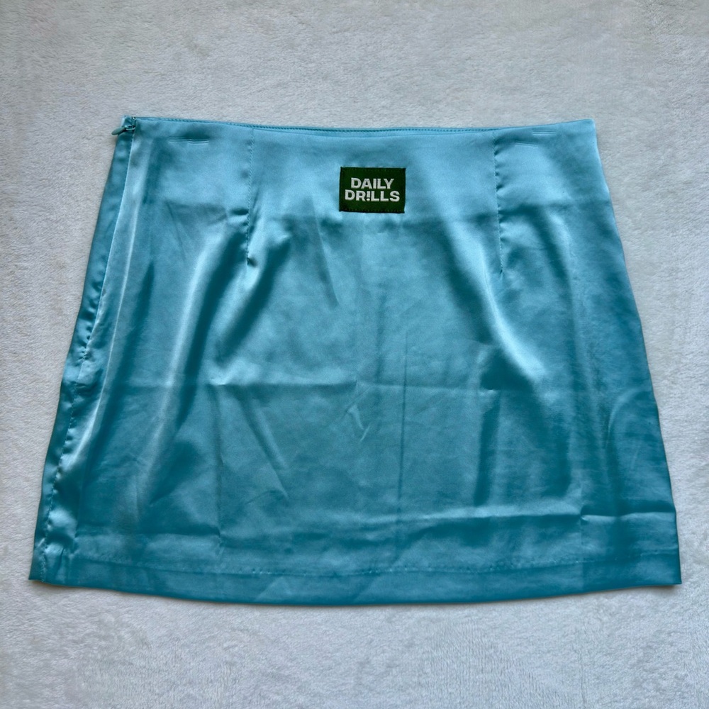 Daily Drills Light Blue Silky Mini Skirt